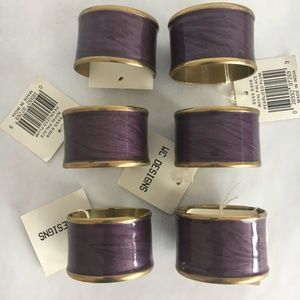 Set of 6 Purple & Gold Pearlized Napkin Rings